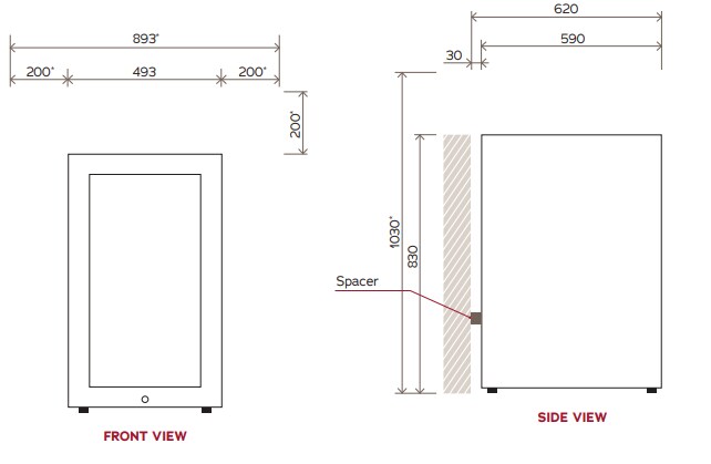 35 bottle single-zone wine chiller - VWS035SBA-X